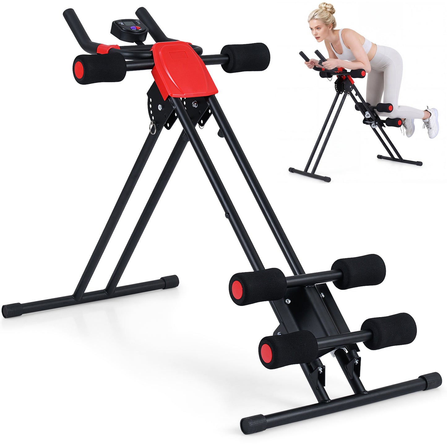 Ab Workout Equipment Foldable Abdominal Trainer Adjustable Ab Machine-Black