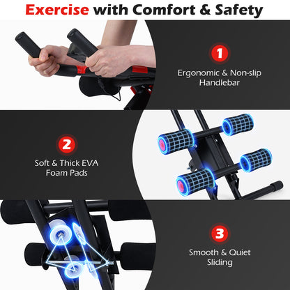 Ab Workout Equipment Foldable Abdominal Trainer Adjustable Ab Machine-Black