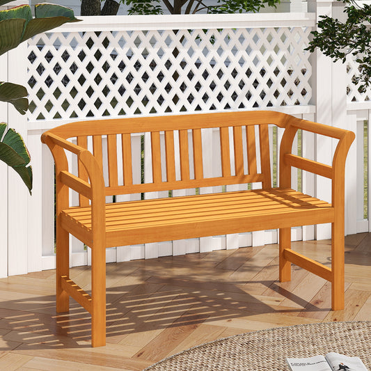 Acacia Wood 2-Person Patio Loveseat with Backrest and Armrests