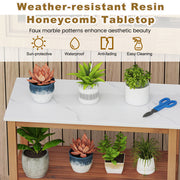 Outdoor Potting Bench Acacia Wood Garden Potting Table Planting Work Bench Station with Louvered Doors