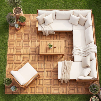 Acacia Wood Interlocking Deck Tiles 12x12 Inch