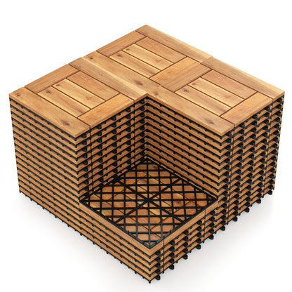 Acacia Wood Interlocking Deck Tiles 12x12 Inch