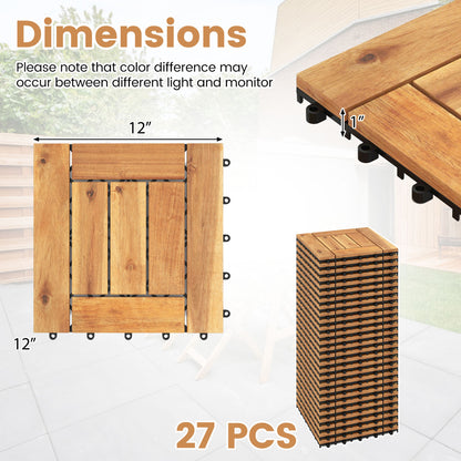 Acacia Wood Interlocking Deck Tiles 12x12 Inch