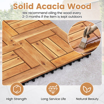 Acacia Wood Interlocking Deck Tiles 12x12 Inch