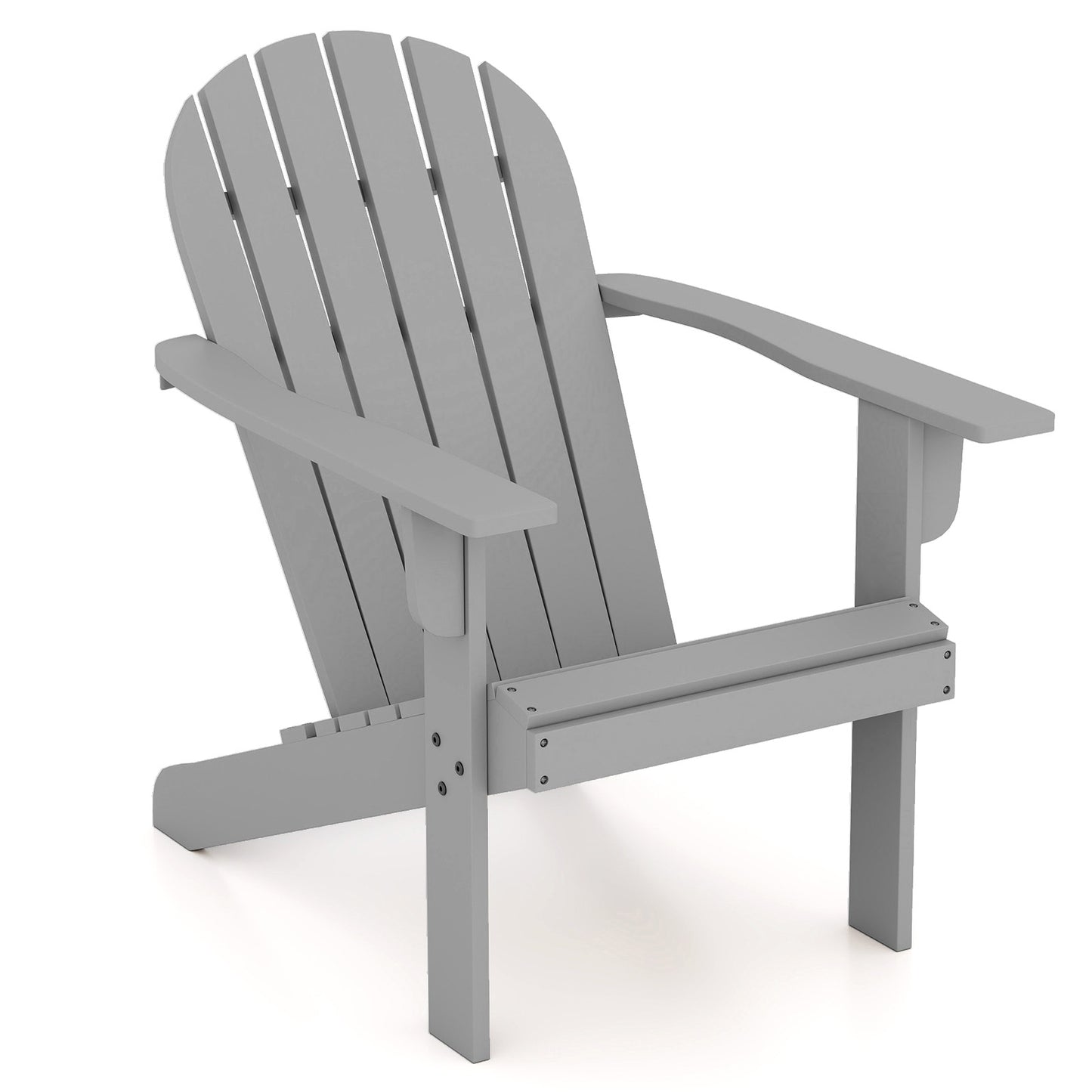 Acacia Wood Lounge Patio Adirondack Chair with Inclined Seat-Red - Gray