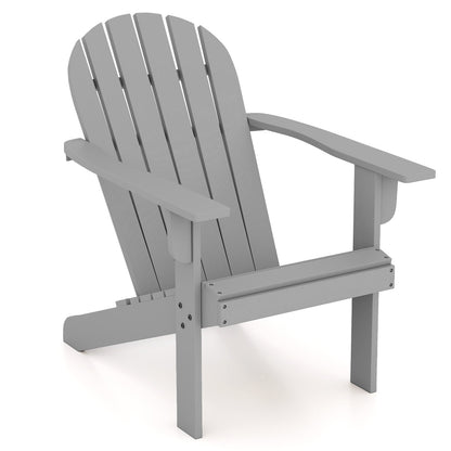 Acacia Wood Lounge Patio Adirondack Chair with Inclined Seat-Red - Gray