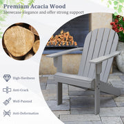 Acacia Wood Lounge Patio Adirondack Chair with Inclined Seat-Gray