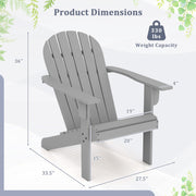 Acacia Wood Lounge Patio Adirondack Chair with Inclined Seat-Gray