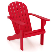 Acacia Wood Lounge Patio Adirondack Chair with Inclined Seat-Red
