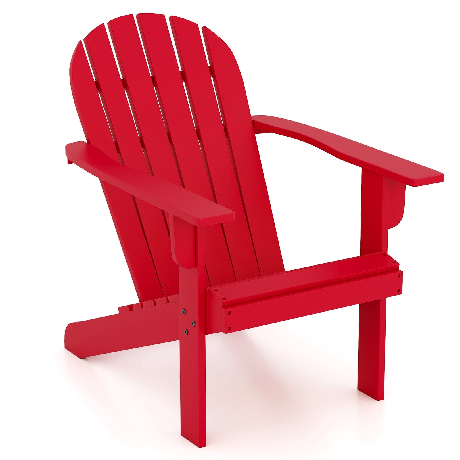 Acacia Wood Lounge Patio Adirondack Chair with Inclined Seat-Red - Red