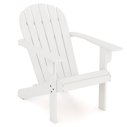 Acacia Wood Lounge Patio Adirondack Chair with Inclined Seat-Red - White