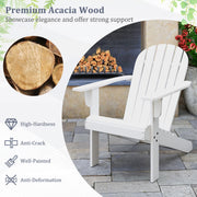 Acacia Wood Lounge Patio Adirondack Chair with Inclined Seat-White