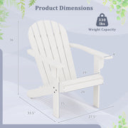 Acacia Wood Lounge Patio Adirondack Chair with Inclined Seat-White