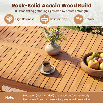 Acacia Wood Outdoor Garden Bench Set of 1/2 with Slatted Seat for Front Porch-Set of 1