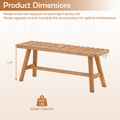 Acacia Wood Outdoor Garden Bench Set of 1/2 with Slatted Seat and 800 lbs Capacity-Set of 1