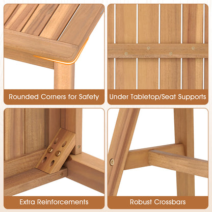 Acacia Wood Outdoor Garden Bench Set of 1/2 with Slatted Seat and 800 lbs Capacity-Set of 2