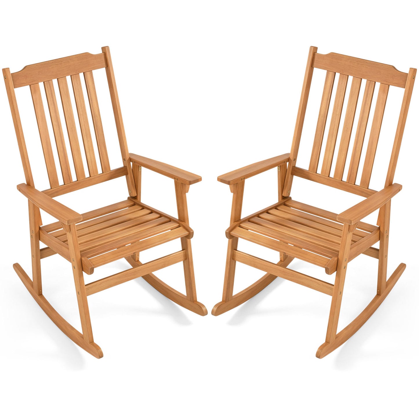 Acacia Wood Oversized Rocking Chair with High Back