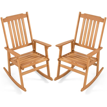 Acacia Wood Oversized Rocking Chair with High Back