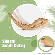 Acacia Wood Patio Rocking Sun Lounger Chaise Lounge with Ergonomic Curved Seat