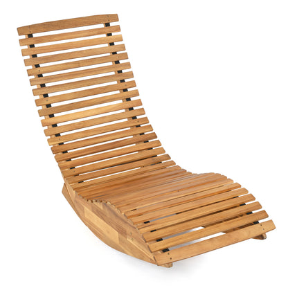 Acacia Wood Rocking Chaise Lounge Chair for Outdoor Patio