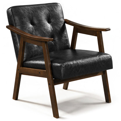 Accent Chair with Inclined Backrest Faux Leather and Soft Cushion for Living Room