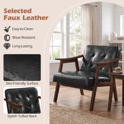 Accent Chair with Inclined Backrest Faux Leather and Soft Cushion for Living Room
