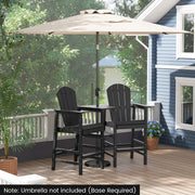 2-Seat Adirondack Chair All-Weather Adirondack Chair with Double Connecting Tray-Black