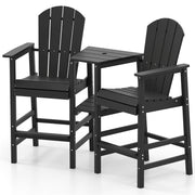 2-Seat Adirondack Chair All-Weather Adirondack Chair with Double Connecting Tray-Black