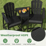 2-Seat Adirondack Chair All-Weather Adirondack Chair with Double Connecting Tray-Black