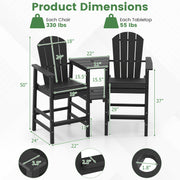 2-Seat Adirondack Chair All-Weather Adirondack Chair with Double Connecting Tray-Black