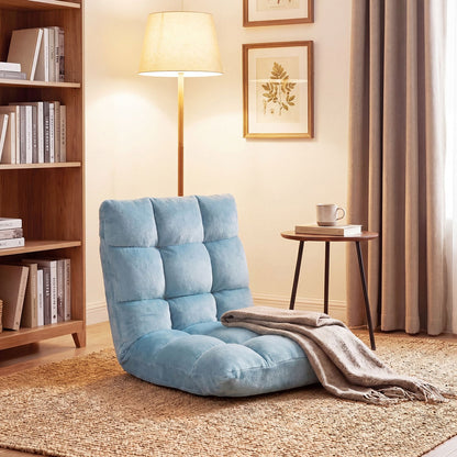 Adjustable 14-Position Floor Chair with Soft Flannel Cover and Heavy Duty Metal Support for Adults
