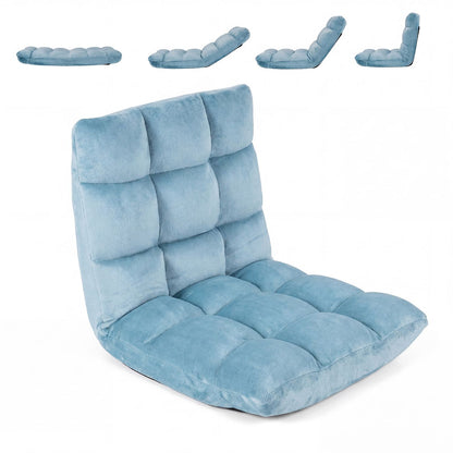 Adjustable 14-Position Floor Chair with Soft Flannel Cover and Heavy Duty Metal Support for Adults