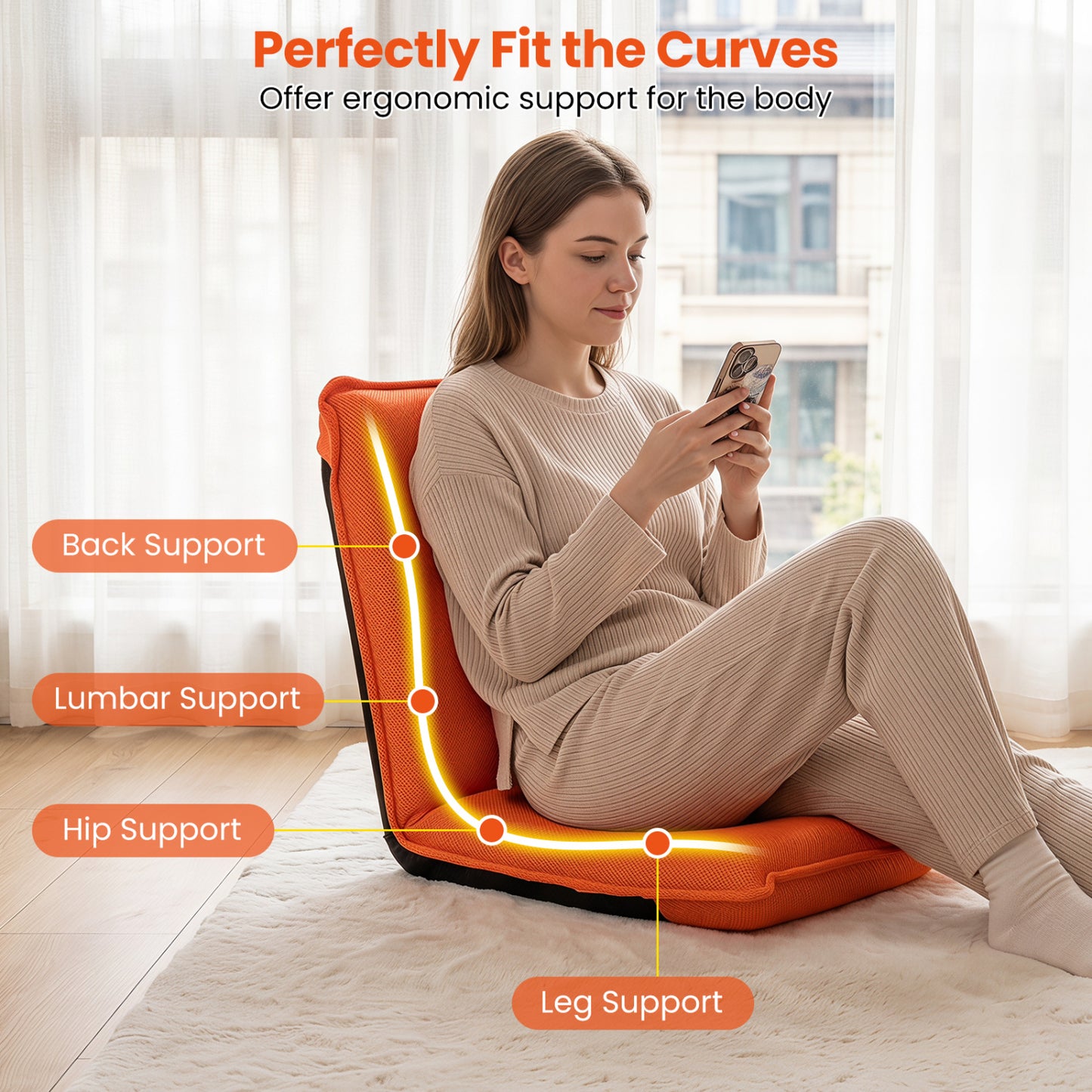 Adjustable Floor Chair with 6 Reclining Positions