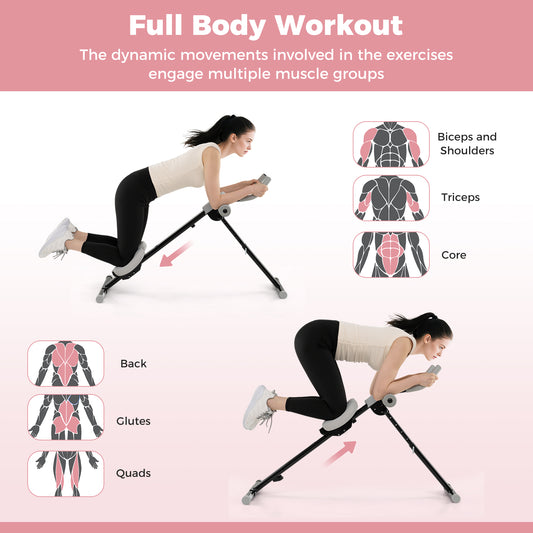 Adjustable Abdominal Trainer Ab Workout Machine Foldable Ab Cruncher-Black