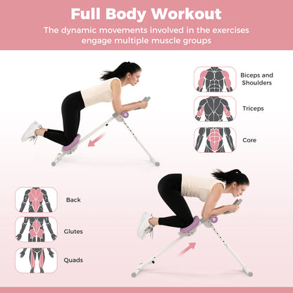 Adjustable Abdominal Trainer Ab Workout Machine Foldable Ab Cruncher-White
