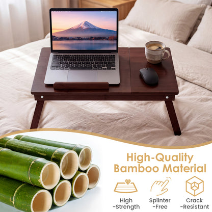 Adjustable Bamboo Laptop Desk with Tilting Top