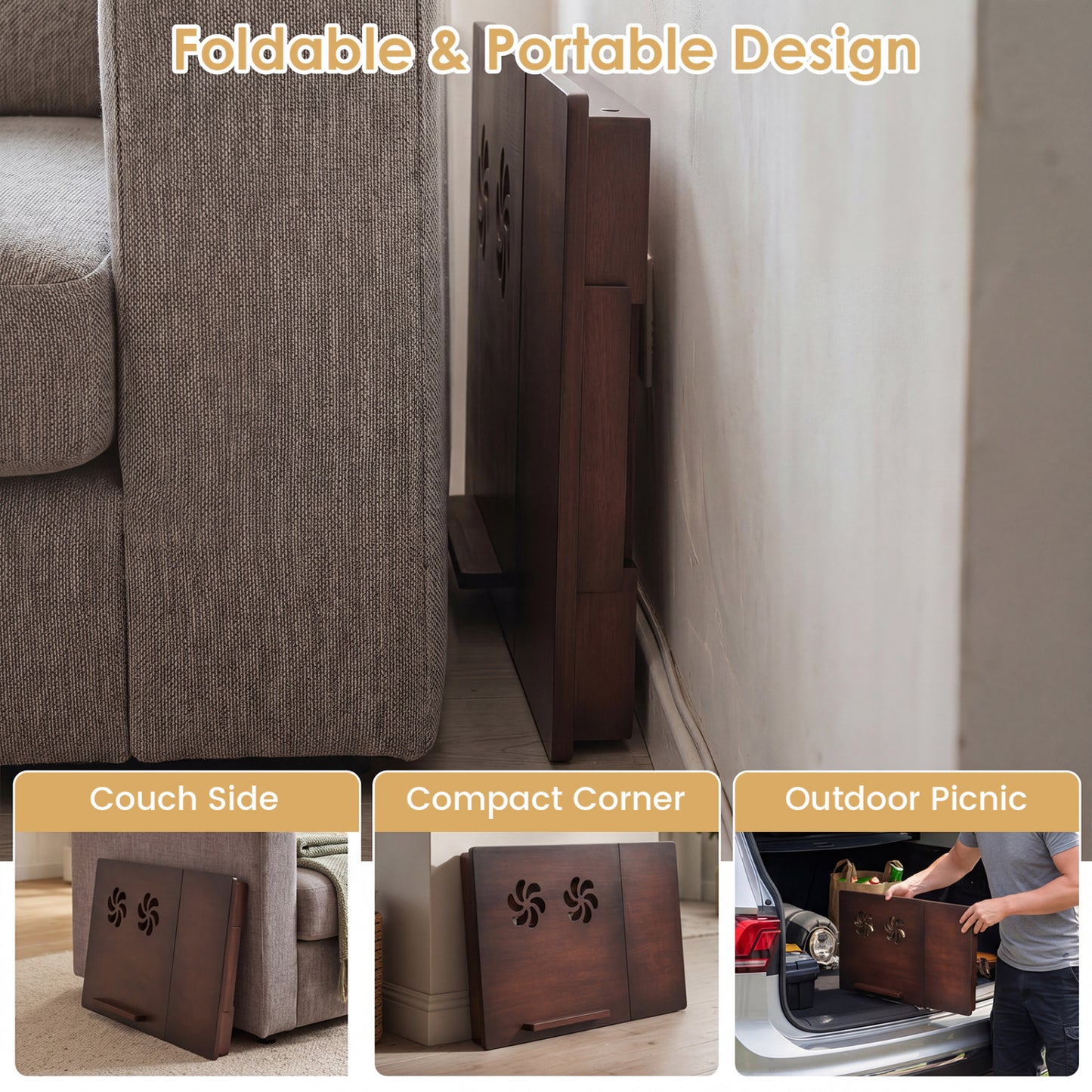 Adjustable Bamboo Laptop Desk with Tilting Top