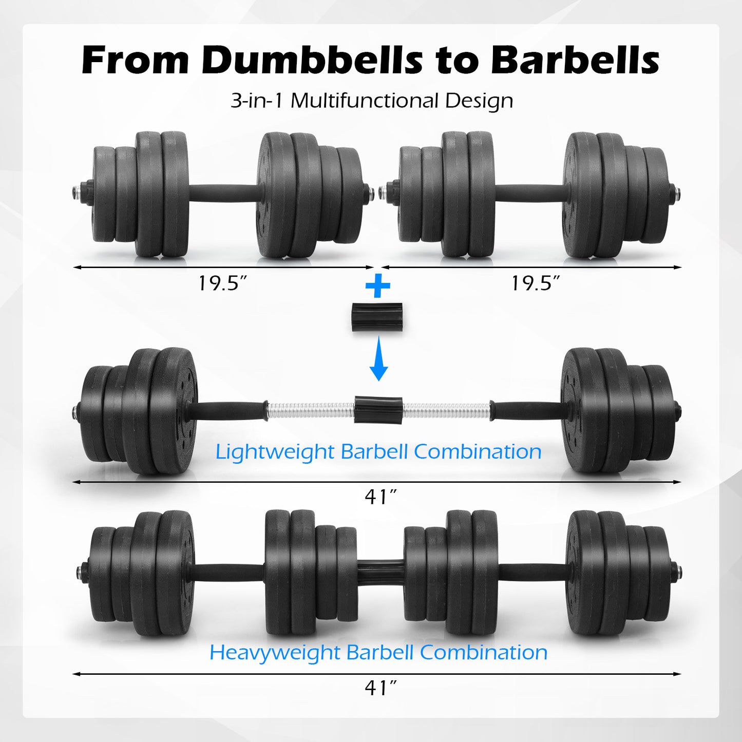 Adjustable Dumbbells 66 LBS Free Weights with Connectors for Home Gym Fitness Workout