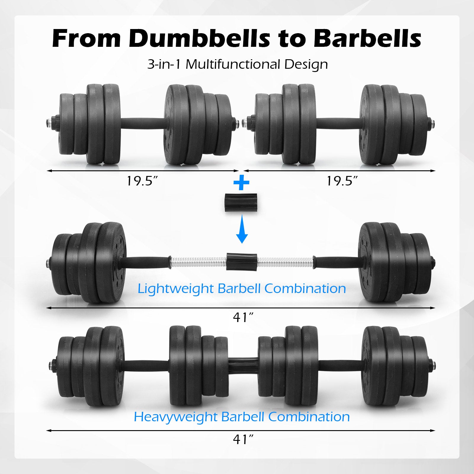 Adjustable Dumbbells 66 LBS Free Weights with Connectors for Home Gym Fitness Workout