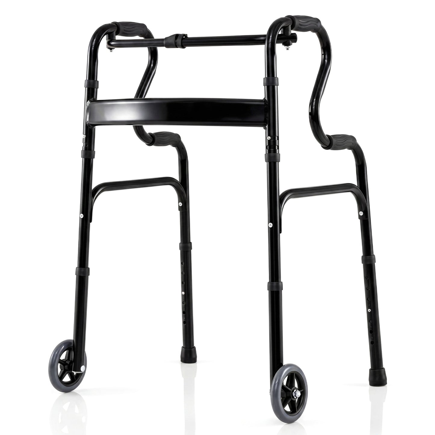 Aluminum Heavy-Duty Folding Wheeled Stand-Assist Walker-Gray - Black