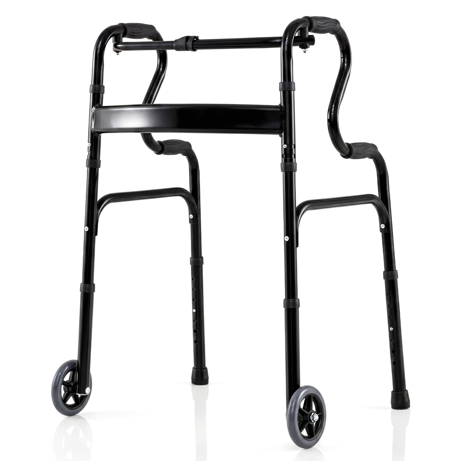 Aluminum Heavy-Duty Folding Wheeled Stand-Assist Walker-Gray - Black