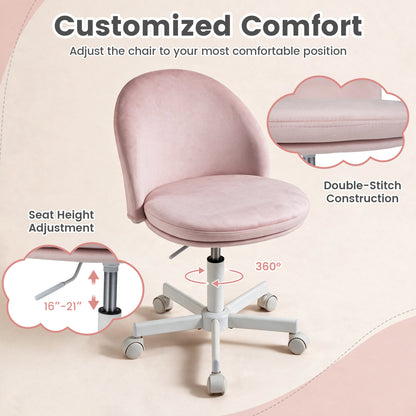 Adjustable Height Ergonomic Makeup Chair with Lumbar Support for Home Office