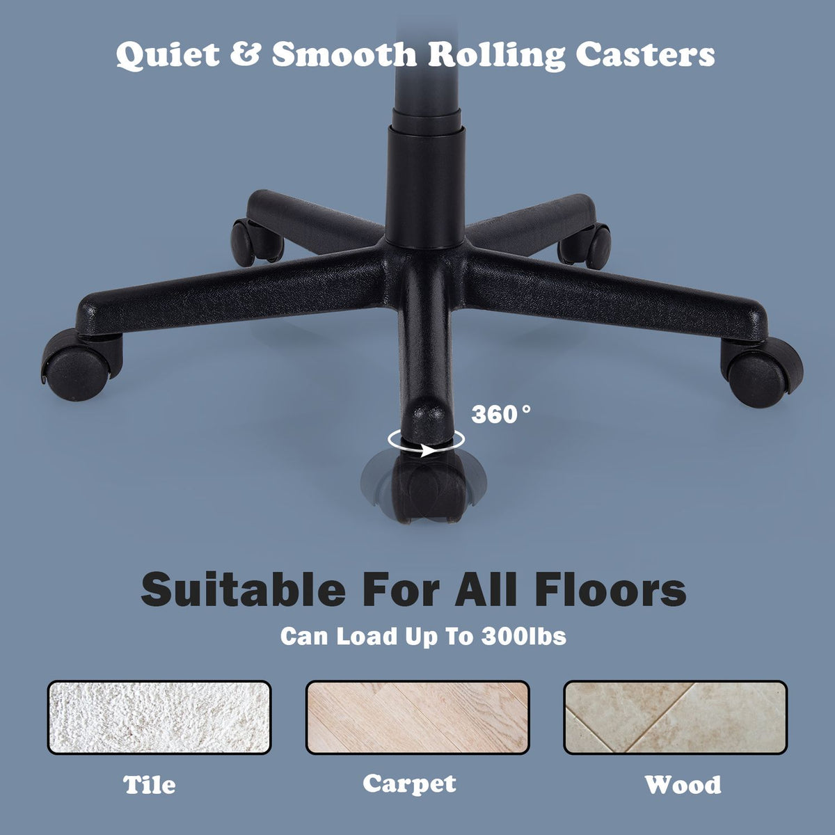Adjustable Height Ergonomic Home Office Chair with Lumbar Support and 90°-115° Rocking