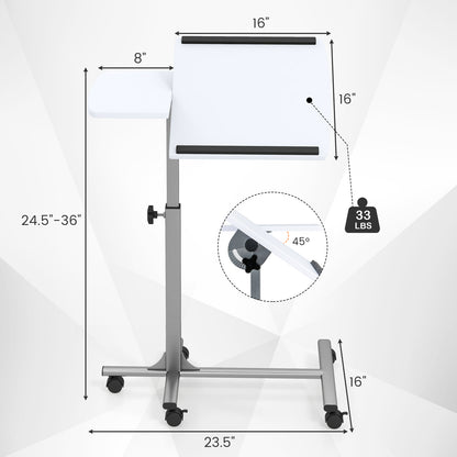 Adjustable Angle Height Rolling Laptop Table