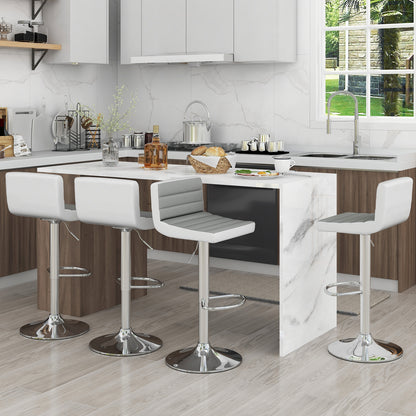 Set of 2 Adjustable Heights Barstool with PU Leather