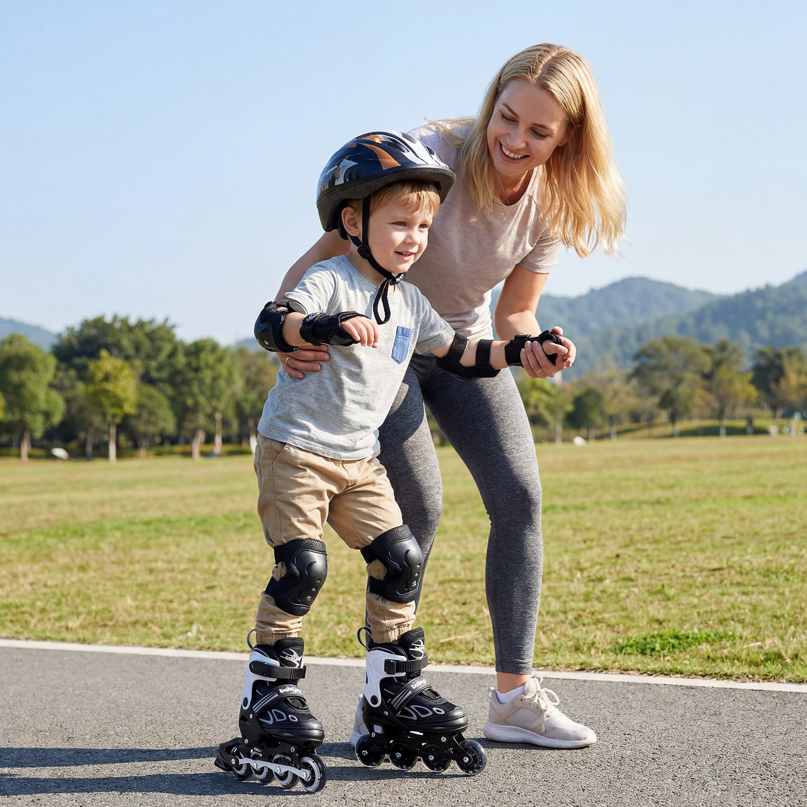 Adjustable Kids' Incline Skates for Boys Girls Ages 5-14-Black