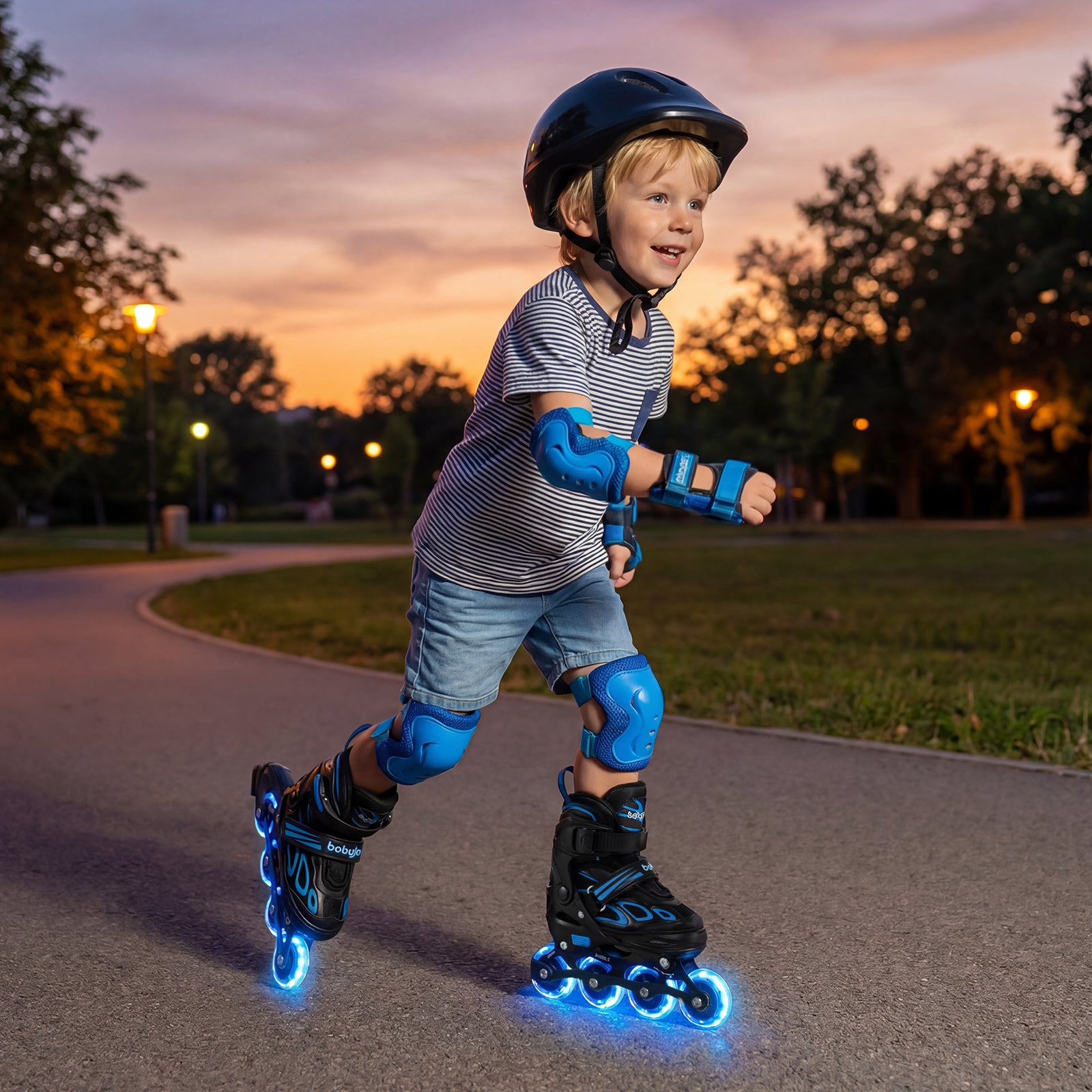 Adjustable Kids' Incline Skates for Boys Girls Ages 5-14-Blue