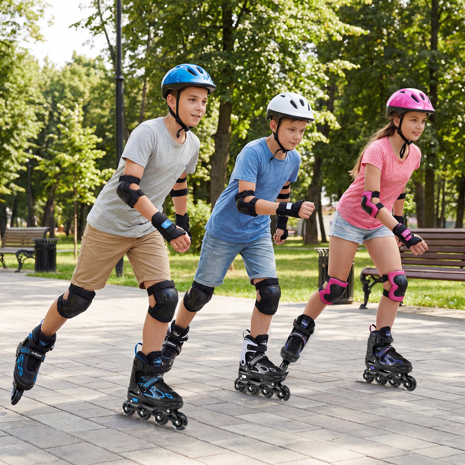 Adjustable Kids' Incline Skates 4 Sizes Adjustable Blade Roller-Blue