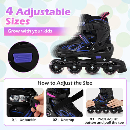 Adjustable Kids' Incline Skates 4 Sizes Adjustable Blade Roller-Purple
