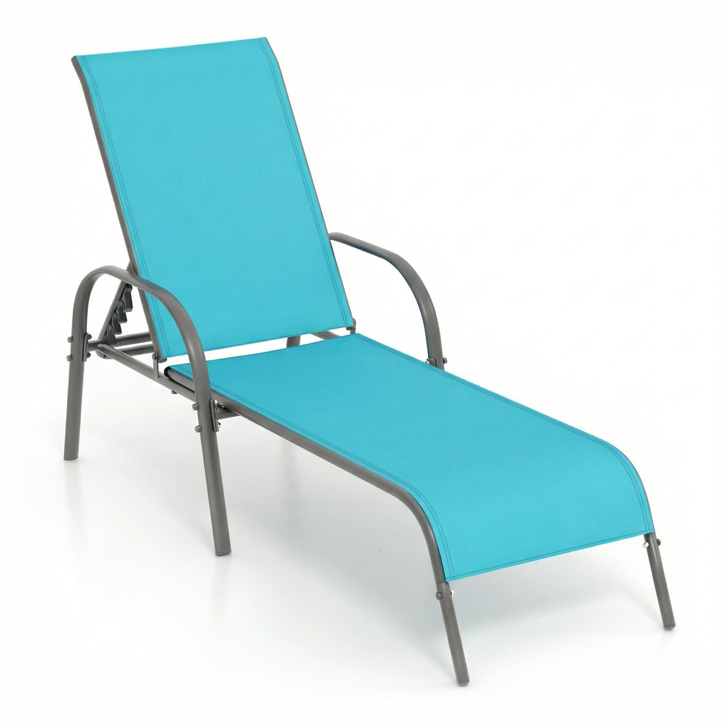 Adjustable Patio Chaise Folding Lounge Chair with Backrest-Turquoise - Turquoise